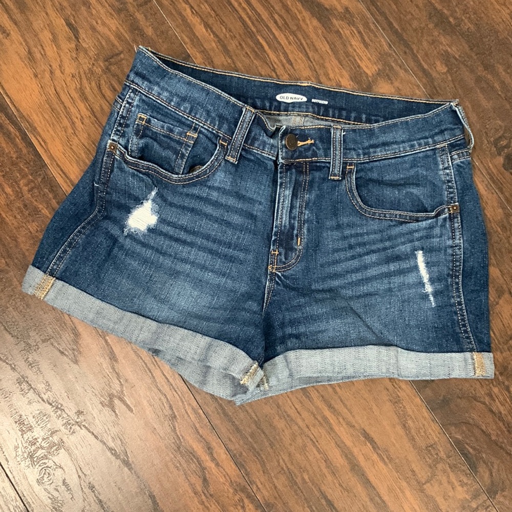 Cuffed Boyfriend Style Denim Shorts
